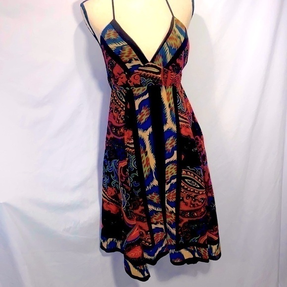 Vintage Rubber Ducky Inc crisscross sheer Handkerchief Boho Sundress M - Picture 1 of 10